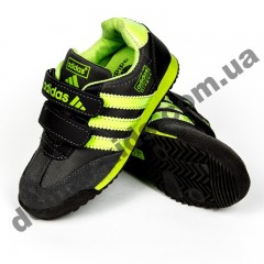 Детские кроссовки Adidas серо-зеленые закрытый носок