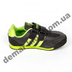 Детские кроссовки Adidas серо-зеленые закрытый носок
