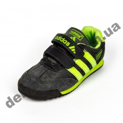 Детские кроссовки Adidas серо-зеленые закрытый носок