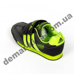 Детские кроссовки Adidas серо-зеленые закрытый носок