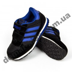 Детские кроссовки Adidas микропора черно-синие