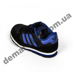 Детские кроссовки Adidas микропора черно-синие