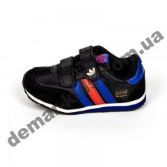 Детские кроссовки Adidas микропора черно-сине-красные