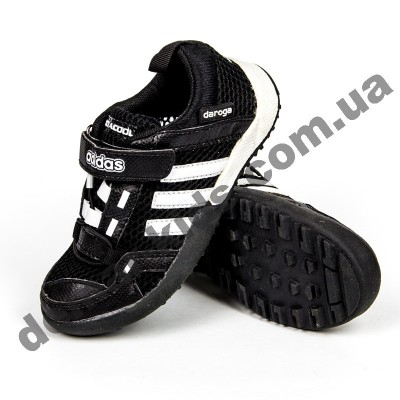 Детские кроссовки Adidas Daroga черно-белые сквозная сетка 