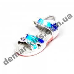 Детские голографические босоножки Apawwa GX187-1 (GX188-1) SILVER сербряно-голубые
