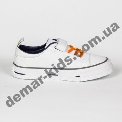 Детские кроссовки кеды Apawwa VC75-1 WHITE бело-оранжевые 31-36