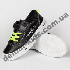 Детские кроссовки кеды Apawwa VC73-1 BLACK черно-зеленые 31-36