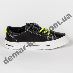 Детские кроссовки кеды Apawwa VC73-1 BLACK черно-зеленые 31-36