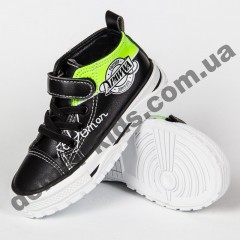 Детские кроссовки кеды Apawwa VQ71-1 BLACK черно-зеленые 31-36