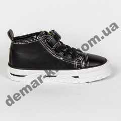 Детские кроссовки кеды Apawwa VQ71-1 BLACK черно-зеленые 31-36