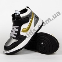 Детские высокие кроссовки хайтопы Clibee P693 BLACK/SILVER 26-31