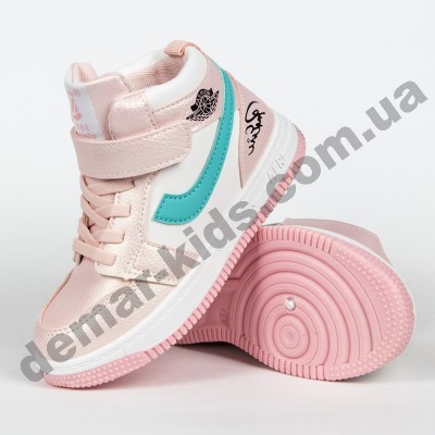 Детские высокие кроссовки хайтопы Clibee P693 PINK/WHITE  26-31
