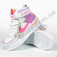 Детские высокие кроссовки хайтопы Nike B53-8 фиолет 27-32