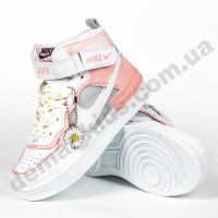 Детские высокие кроссовки хайтопы Nike B53-7 пудра 27-32