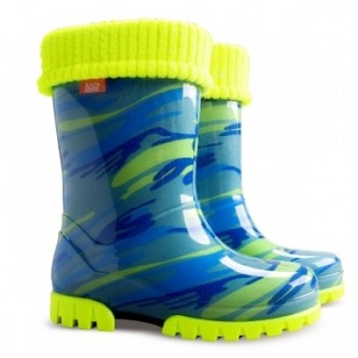 Резиновые сапоги DEMAR TWISTER LUX FLUO d ( мозаика голубо-желтая )