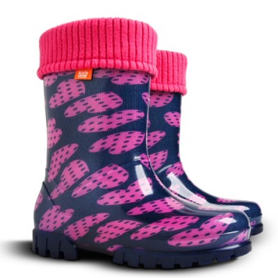 Детские резиновые сапоги Demar TWISTER LUX PRINT V ( серце в горошек )